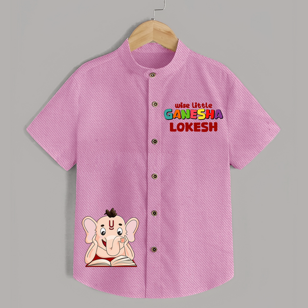 Wise Little Ganesha Shirt | Personalized Shirt for Ganesha Worship - BABY PINK - 0 - 6 Months Old (Chest 23")