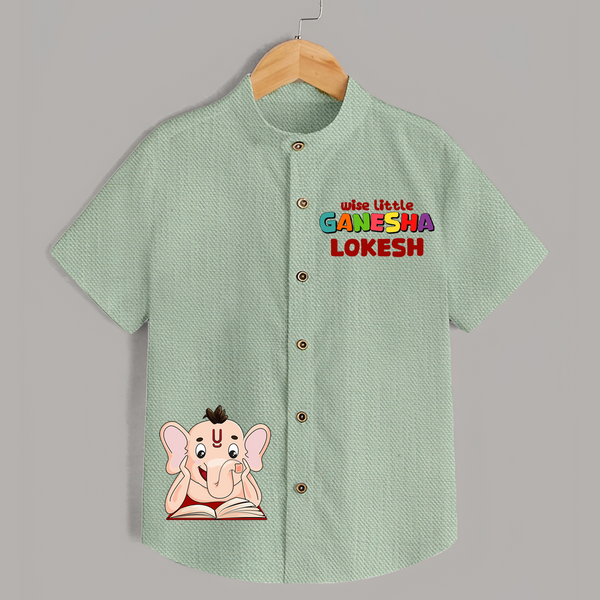 Wise Little Ganesha Shirt | Personalized Shirt for Ganesha Worship - MINT GREEN - 0 - 6 Months Old (Chest 23")
