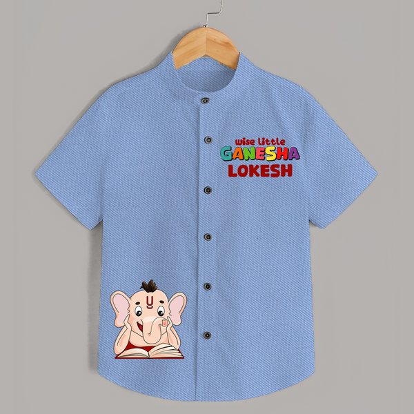 Wise Little Ganesha Shirt | Personalized Shirt for Ganesha Worship - SKY BLUE - 0 - 6 Months Old (Chest 23")