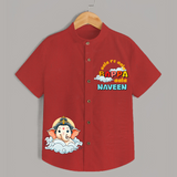 Ganesha Has Come Shirt | Custom Shirt for Ganesha Celebration - RED - 0 - 6 Months Old (Chest 23")