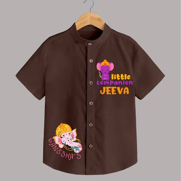 Little Companion Shirt | Personalized Shirt for Ganesha Devotees - CHOCOLATE BROWN - 0 - 6 Months Old (Chest 23")