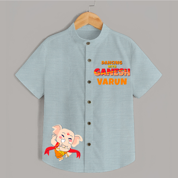 Dancing With Ganesha Shirt | Custom Shirt for Ganesha Celebration - ARCTIC BLUE - 0 - 6 Months Old (Chest 23")