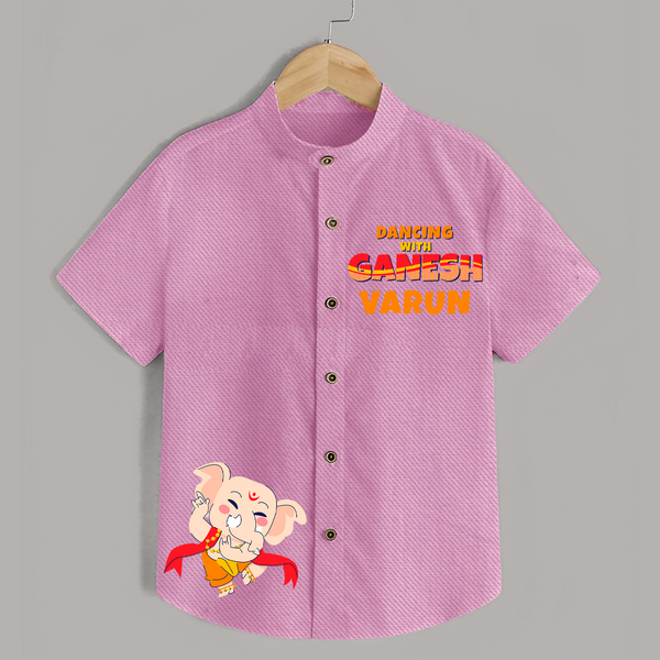 Dancing With Ganesha Shirt | Custom Shirt for Ganesha Celebration - BABY PINK - 0 - 6 Months Old (Chest 23")