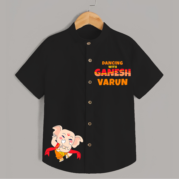 Dancing With Ganesha Shirt | Custom Shirt for Ganesha Celebration - BLACK - 0 - 6 Months Old (Chest 23")