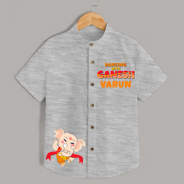 Dancing With Ganesha Shirt | Custom Shirt for Ganesha Celebration - GREY - 0 - 6 Months Old (Chest 23")