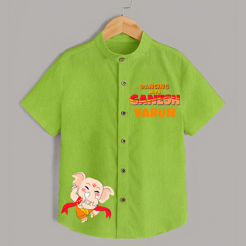 Dancing With Ganesha Shirt | Custom Shirt for Ganesha Celebration - LIME GREEN - 0 - 6 Months Old (Chest 23")