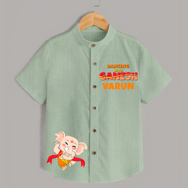 Dancing With Ganesha Shirt | Custom Shirt for Ganesha Celebration - MINT GREEN - 0 - 6 Months Old (Chest 23")