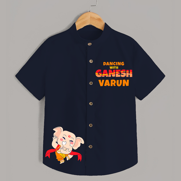 Dancing With Ganesha Shirt | Custom Shirt for Ganesha Celebration - NAVY BLUE - 0 - 6 Months Old (Chest 23")