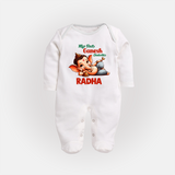 My First Ganesh Chaturthi Sleep Suit / Full Sleeve Body Suit | Personalized Baby Sleep Suit / Full Sleeve Body Suit for Ganesh Festival - WHITE - New Born (Chest 7.5")