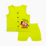 My First Ganesh Chaturthi Jabla Set | Personalized Baby Jabla Set for Ganesh Festival - LIME GREEN - 0 - 3 Months Old (Chest 9.8")