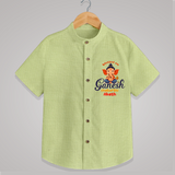 Blessed On Ganesh Chaturthi - Ganesha Blessings Customized Shirt For Kids - PASTEL GREEN - 0 - 6 Months Old (Chest 23")