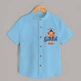 Blessed On Ganesh Chaturthi - Ganesha Blessings Customized Shirt For Kids - SKY BLUE - 0 - 6 Months Old (Chest 23")