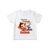 My First Ganesh Chaturthi T-Shirt | Personalized Baby T-Shirt for Ganesh Festival - WHITE - 0-5 Months Old (Chest 17")