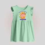 Little Ganesh Devotee Baby Frock | Custom Baby Frock for First Ganesh Chaturthi - MINT GREEN - 0 - 3 Months Old (Chest 17")
