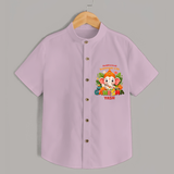 Auspicious Beginnings With Ganesha - Customized Shirt For Kids - PINK - 0 - 6 Months Old (Chest 23")