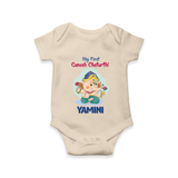 My First Ganesh Chaturthi Celebration Romper / Onesie | Personalized Baby Romper / Onesie for the Festival - IVORY - New Born (Chest 14")