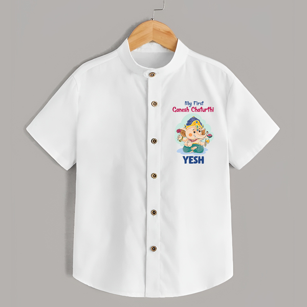 My First Ganesh Chaturthi Celebration Shirt | Personalized Baby Shirt for the Festival - WHITE - 0 - 6 Months Old (Chest 23")