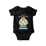 My First Ganesh Chaturthi Celebration Romper / Onesie | Personalized Baby Romper / Onesie for the Festival - BLACK - New Born (Chest 14")