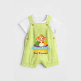 Ganpati's Favorite Modaks - Customized Dungaree Set For Kids - PASTEL GREEN - 0 - 5 Months Old (Chest 18")