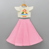 Ganpati's Favorite Modaks - Customized Crop Top And Skirt For Kids - PINK - 6 - 9 Months Old (Chest 20" , Frock Waist 20")