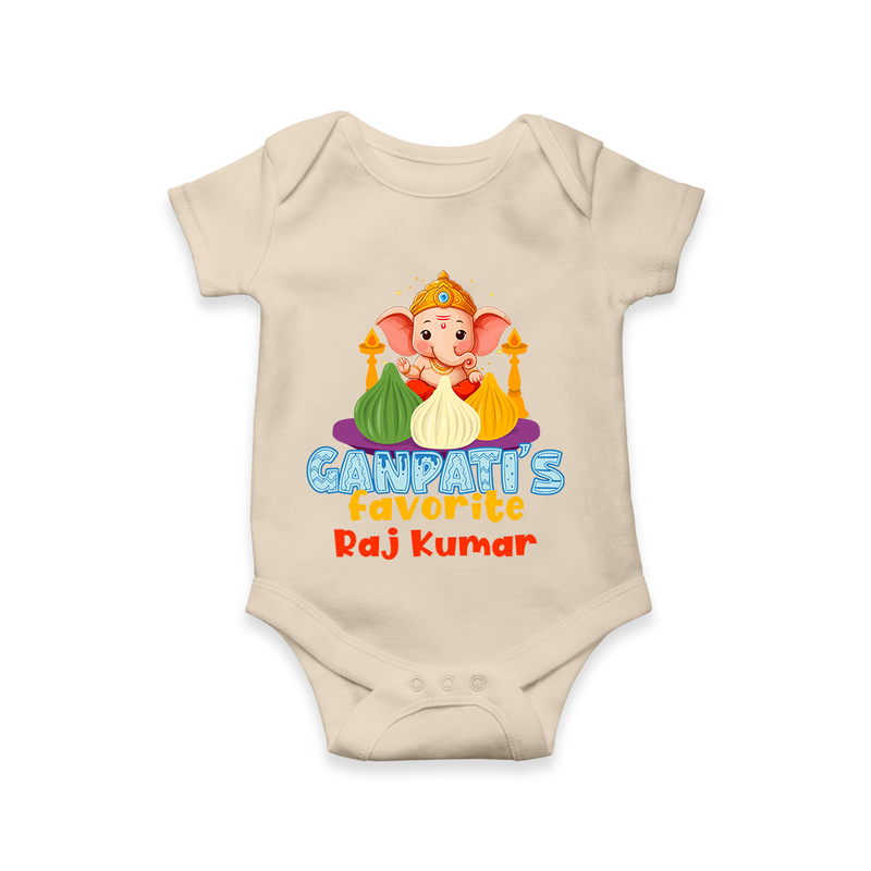 Ganpati's Favorite Modaks - Customized Romper For Kids - IVORY - 0 - 3 Months Old (Chest 16")