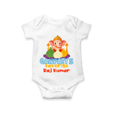 Ganpati's Favorite Modaks - Customized Romper For Kids - WHITE - 0 - 3 Months Old (Chest 16")