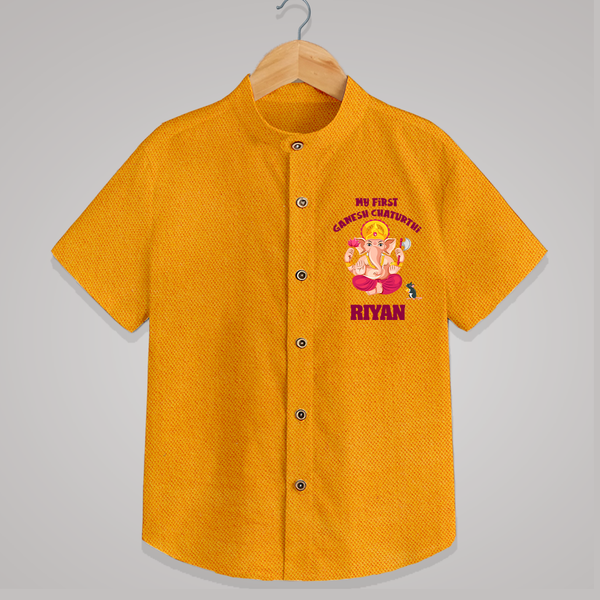 My First Ganesh Festival Shirt | Custom Baby Shirt to Celebrate Ganesh Chaturthi - CHROME YELLOW - 0 - 6 Months Old (Chest 23")