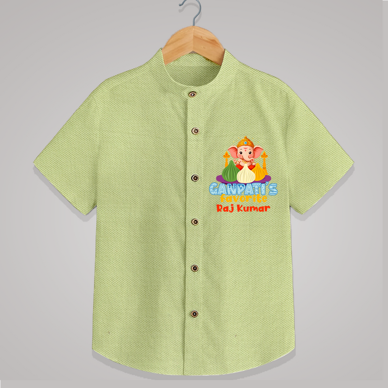 Ganpati's Favorite Modaks - Customized Shirt For Kids - PASTEL GREEN - 0 - 6 Months Old (Chest 23")