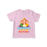 Ganpati's Favorite Modaks - Customized TShirt For Kids - PINK - 0-5 Months Old (Chest 17")