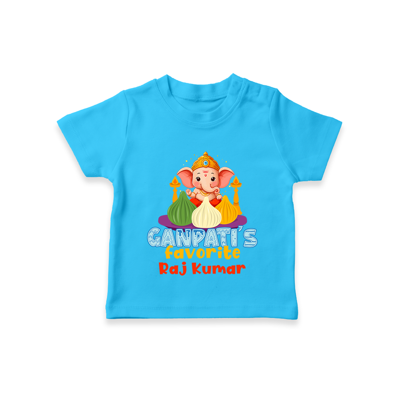 Ganpati's Favorite Modaks - Customized TShirt For Kids - SKY BLUE - 0-5 Months Old (Chest 17")