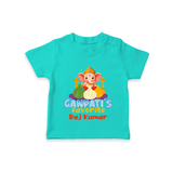 Ganpati's Favorite Modaks - Customized TShirt For Kids - TEAL - 0-5 Months Old (Chest 17")