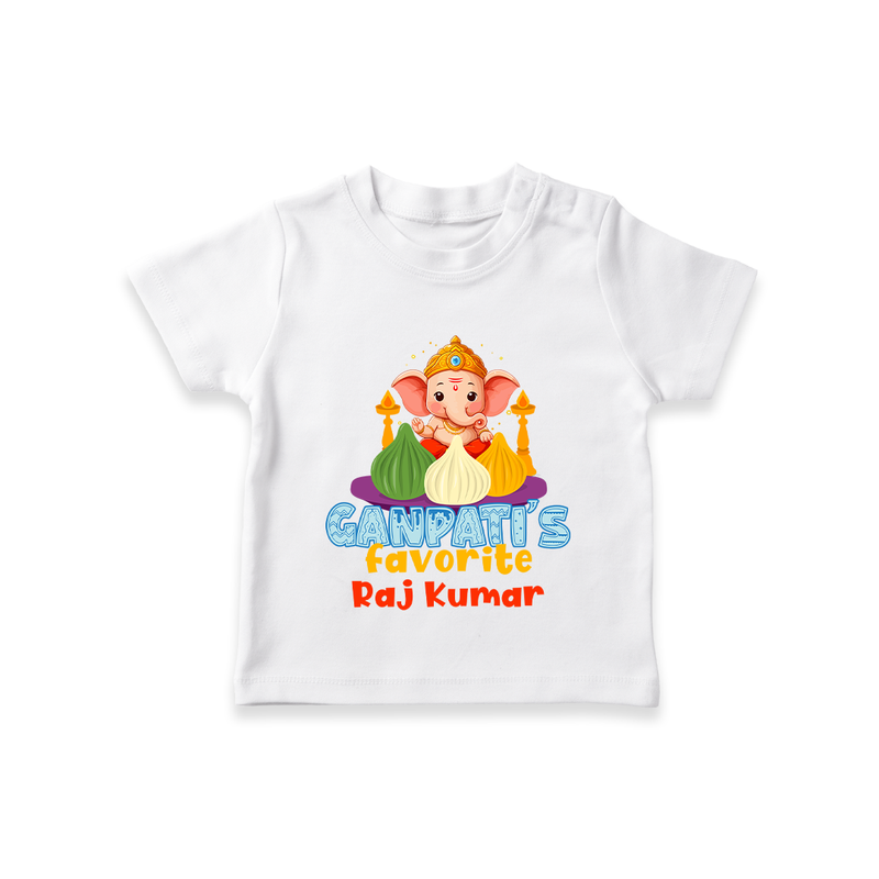 Ganpati's Favorite Modaks - Customized TShirt For Kids - WHITE - 0-5 Months Old (Chest 17")