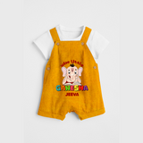 Wise Little Ganesha - Customized Dungaree Set For Kids - CHROME YELLOW - 0 - 5 Months Old (Chest 18")