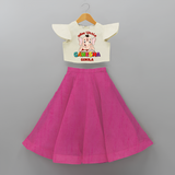 Wise Little Ganesha - Customized Crop Top And Skirt For Kids - FUSCHIA - 6 - 9 Months Old (Chest 20" , Frock Waist 20")