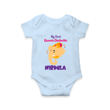 Ganesh Chaturthi Baby Romper / Onesie | Personalized Romper / Onesie for Your Little Devotee - BABY BLUE - New Born (Chest 14")