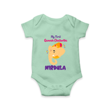 Ganesh Chaturthi Baby Romper / Onesie | Personalized Romper / Onesie for Your Little Devotee - MINT GREEN - New Born (Chest 14")