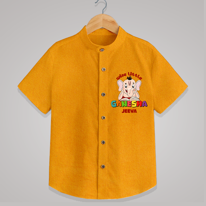 Wise Little Ganesha - Customized Shirt For Kids - CHROME YELLOW - 0 - 6 Months Old (Chest 23")