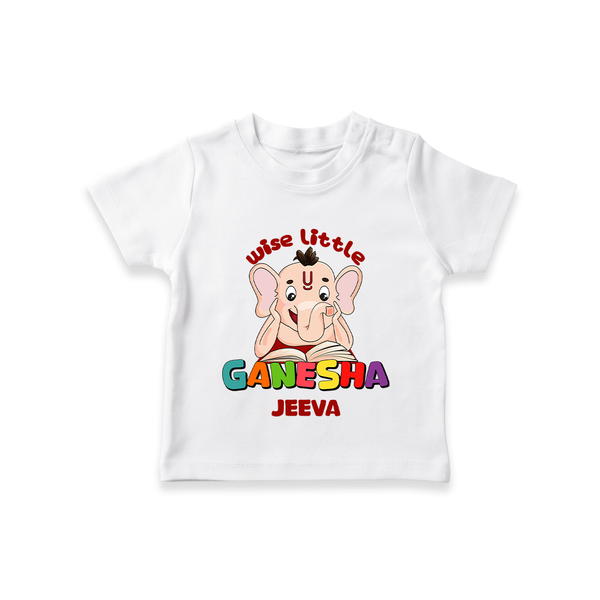 Wise Little Ganesha - Customized TShirt For Kids - WHITE - 0-5 Months Old (Chest 17")