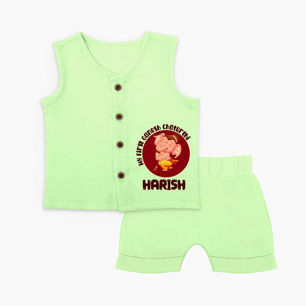 Little Ganesha Jabla Set | Custom Baby Jabla Set for First Ganesh Chaturthi Celebration - PASTEL GREEN - 0 - 3 Months Old (Chest 9.8")