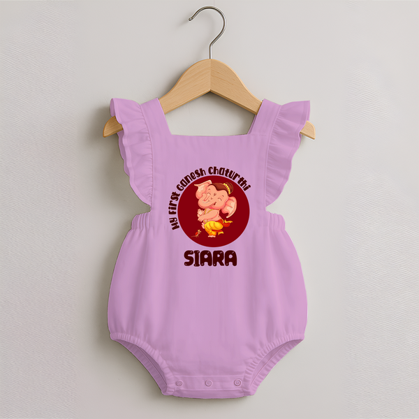 Little Ganesha Romper Frock | Custom Baby Romper Frock for First Ganesh Chaturthi Celebration - BABY PINK - 0 - 3 Months Old (Chest 19")