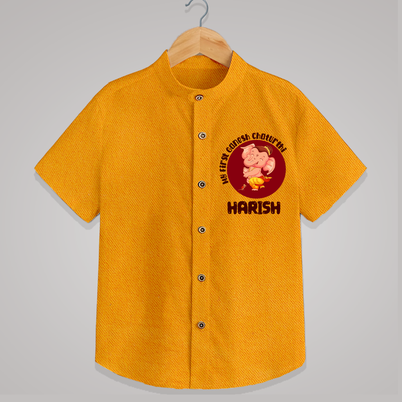 Little Ganesha Shirt | Custom Baby Shirt for First Ganesh Chaturthi Celebration - CHROME YELLOW - 0 - 6 Months Old (Chest 23")