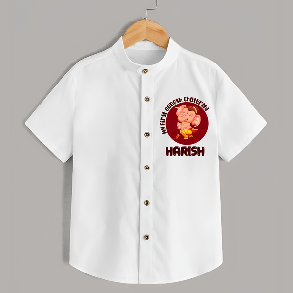 Little Ganesha Shirt | Custom Baby Shirt for First Ganesh Chaturthi Celebration - WHITE - 0 - 6 Months Old (Chest 23")