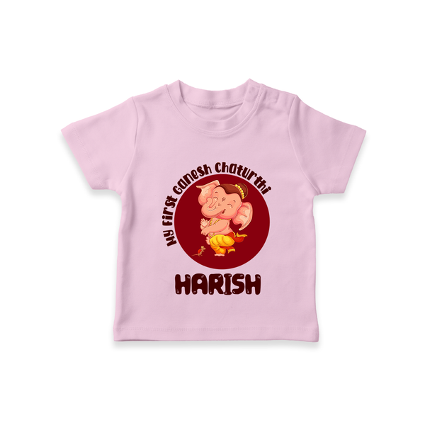 Little Ganesha T-Shirt | Custom Baby T-Shirt for First Ganesh Chaturthi Celebration - BABY PINK - 0-5 Months Old (Chest 17")