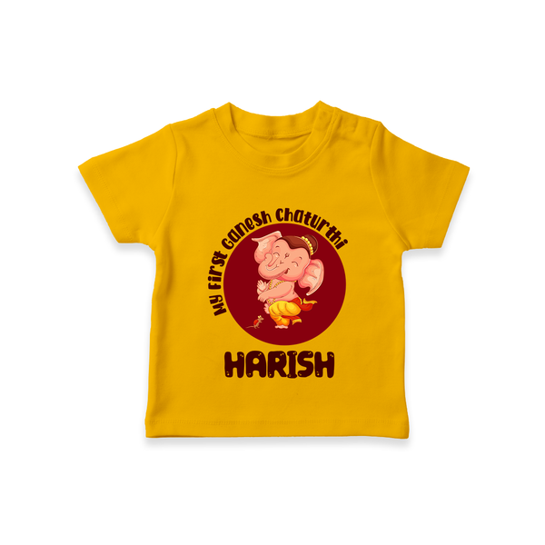 Little Ganesha T-Shirt | Custom Baby T-Shirt for First Ganesh Chaturthi Celebration - CHROME YELLOW - 0-5 Months Old (Chest 17")