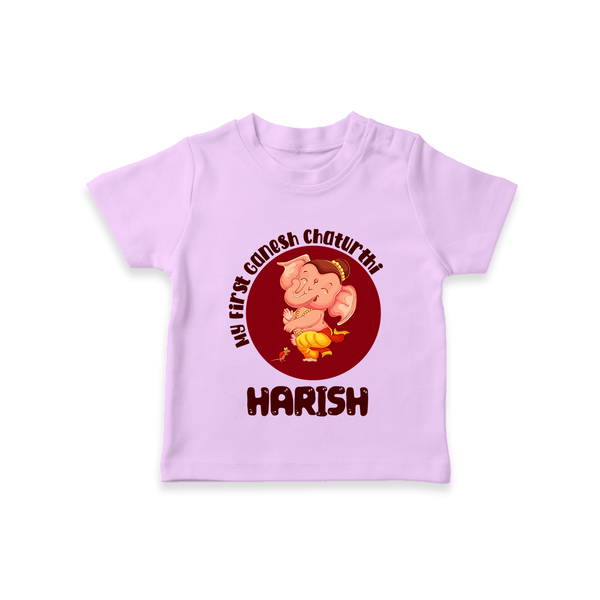 Little Ganesha T-Shirt | Custom Baby T-Shirt for First Ganesh Chaturthi Celebration - LILAC - 0-5 Months Old (Chest 17")