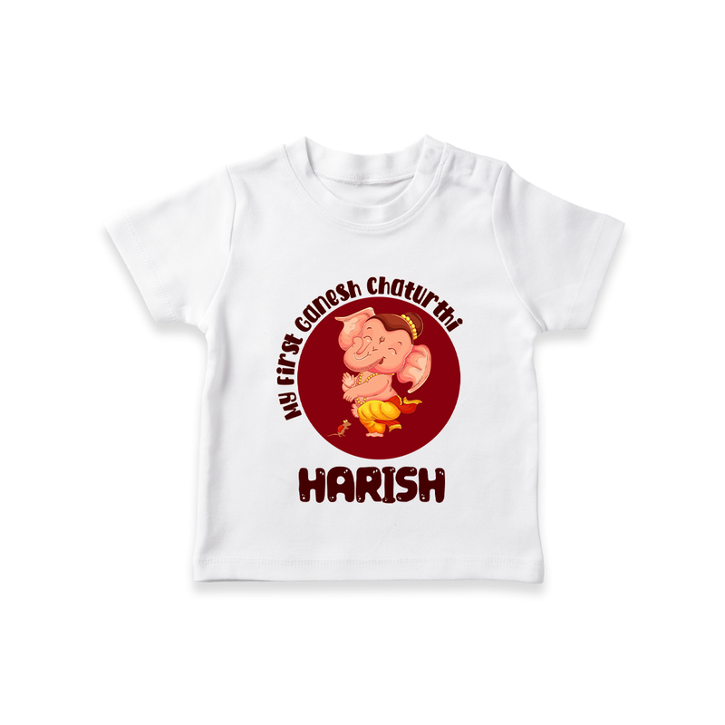 Little Ganesha T-Shirt | Custom Baby T-Shirt for First Ganesh Chaturthi Celebration - WHITE - 0-5 Months Old (Chest 17")