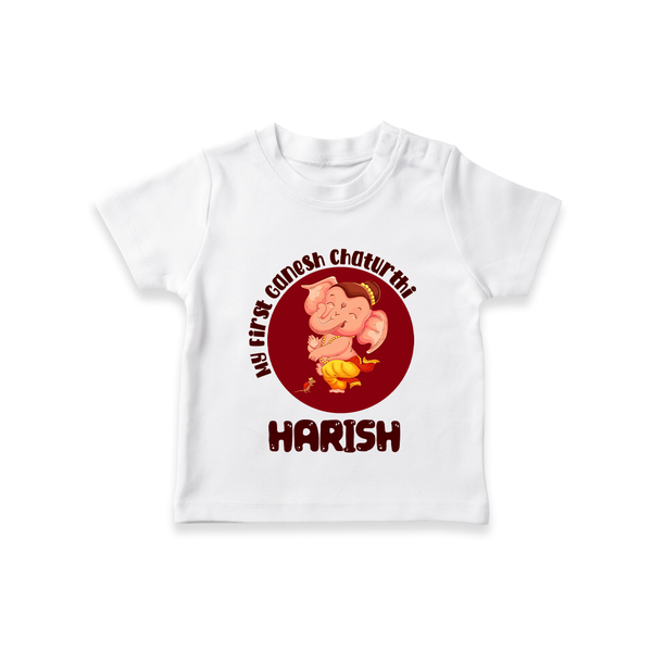 Little Ganesha T-Shirt | Custom Baby T-Shirt for First Ganesh Chaturthi Celebration - WHITE - 0-5 Months Old (Chest 17")