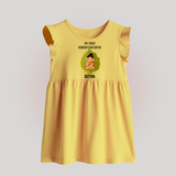 My First Ganesh Baby Frock | Personalized Baby Frock for Ganesh Chaturthi Festival - PASTEL YELLOW - 0 - 3 Months Old (Chest 17")