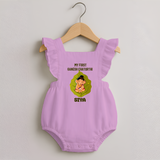 My First Ganesh Romper Frock | Personalized Romper Frock for Ganesh Chaturthi Festival - BABY PINK - 0 - 3 Months Old (Chest 19")