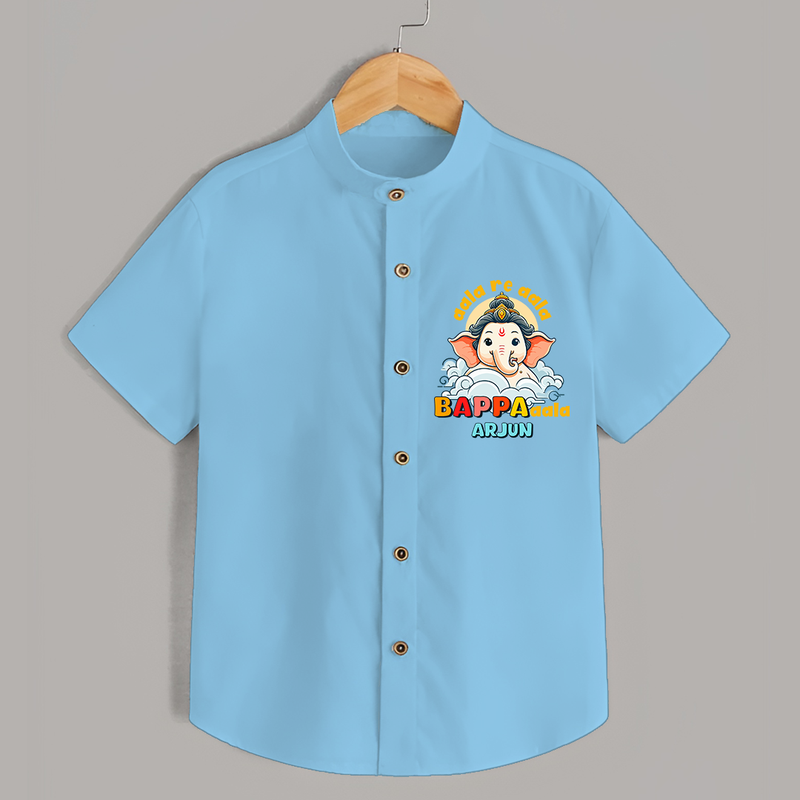 Aala Re Aala Bappa Aala - Customized Shirt For Kids - SKY BLUE - 0 - 6 Months Old (Chest 23")